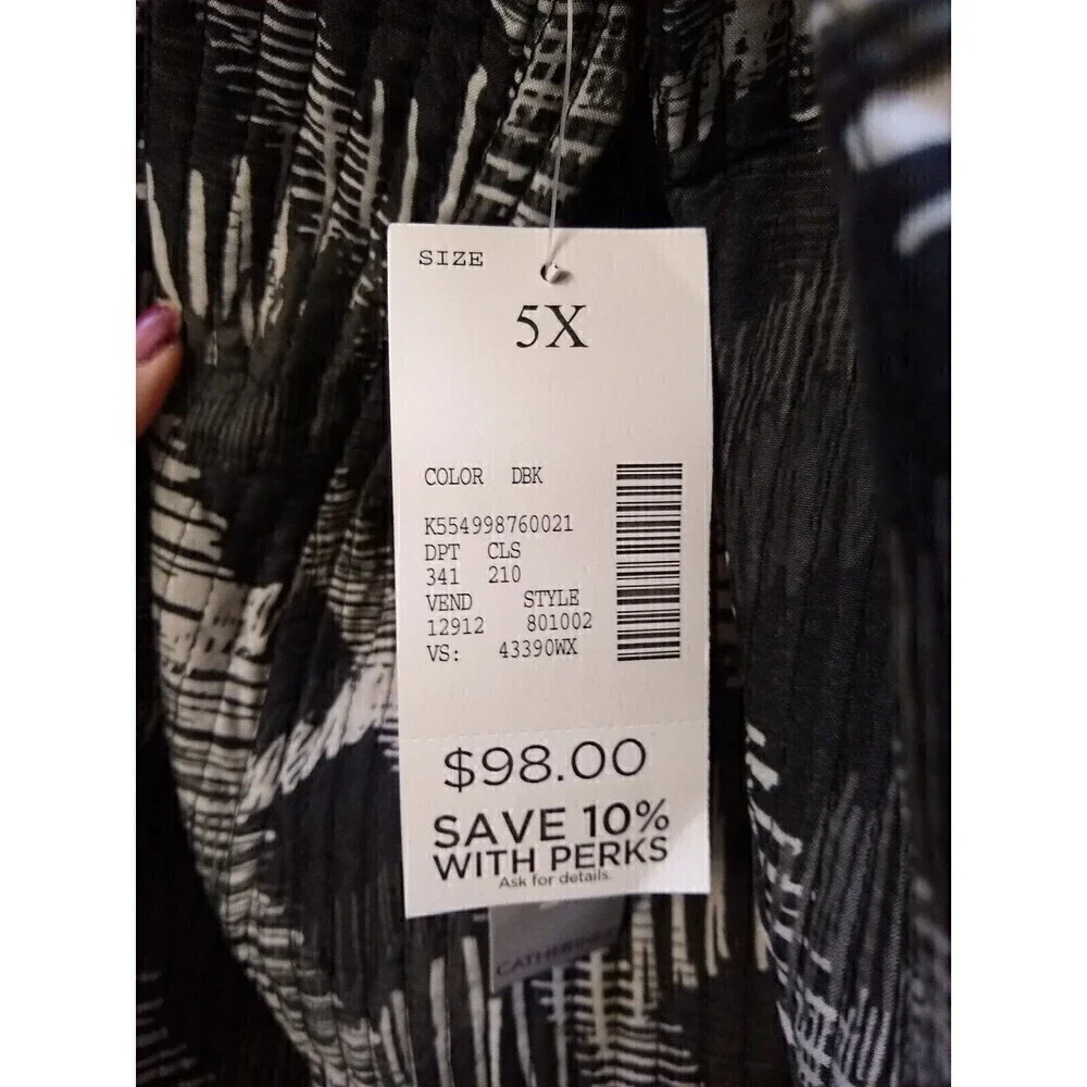 Catherines Jacket Women's 5X Black Reversible QUILTED Long Sleeve Open Front NWT